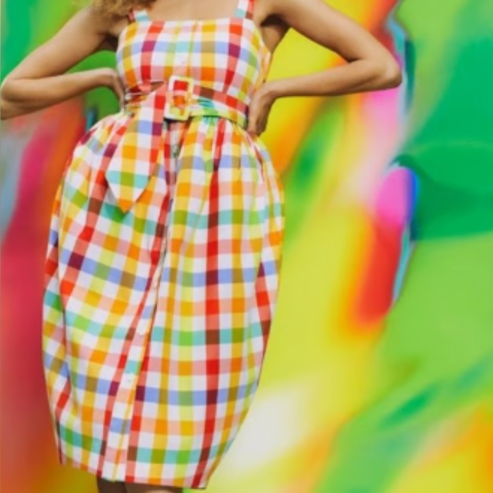 Christopher John Rogers Multicolor Checkered Dress